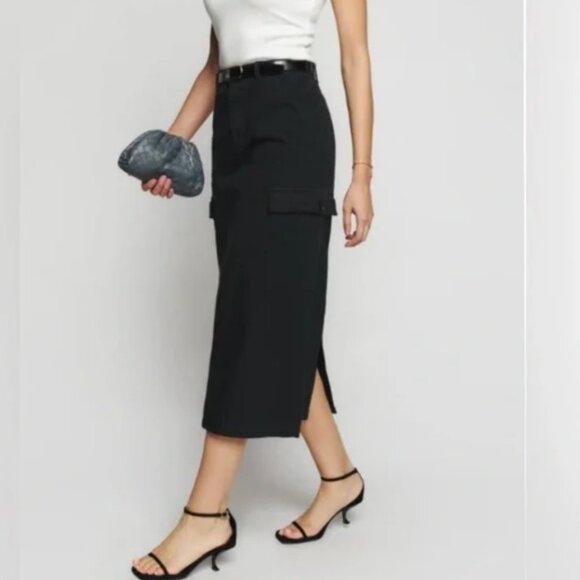 Reformation Black Maggi Cargo Midi Skirt - Picture 3 of 8